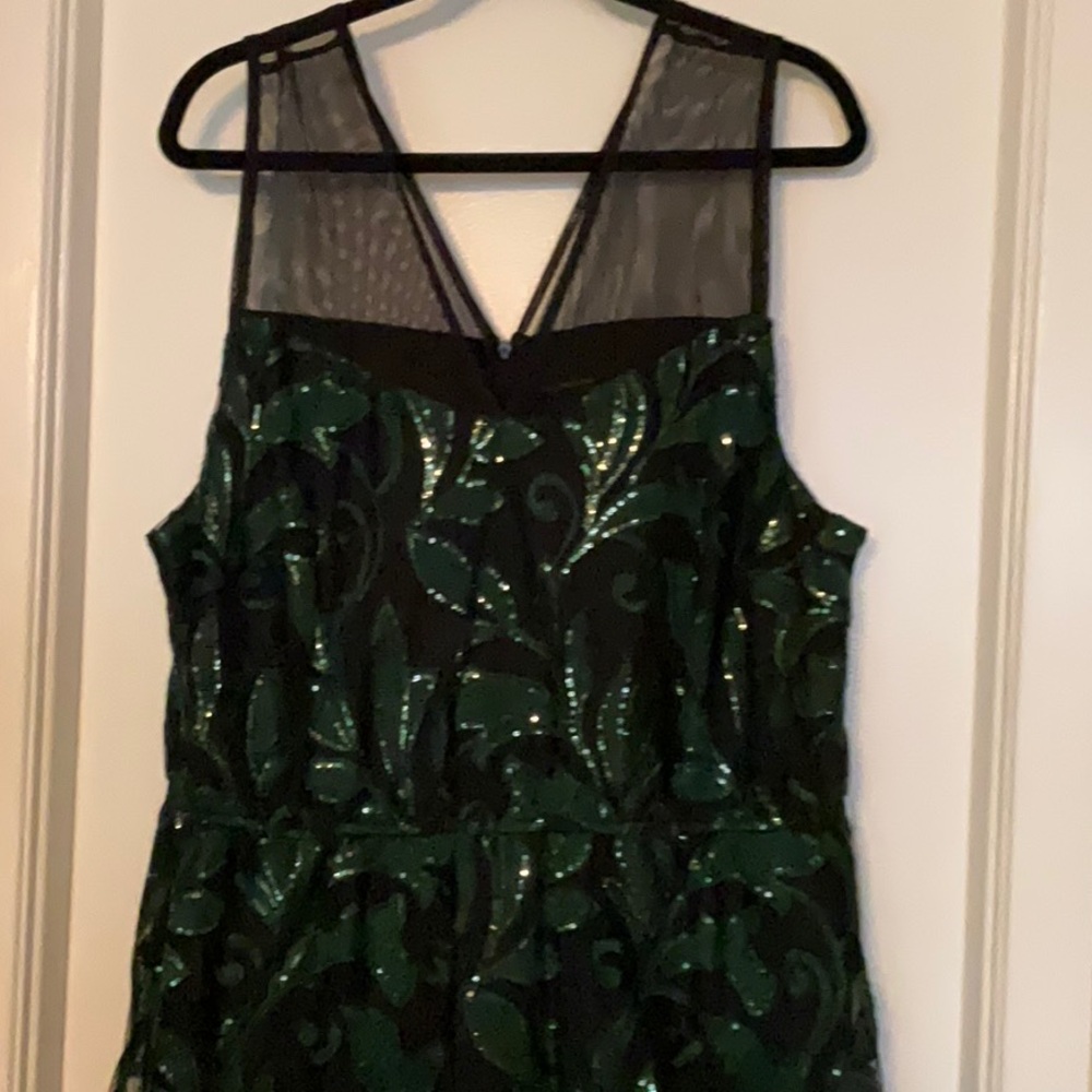 Green and Black Sequin Dress with Mesh Detail. Lane Bryant size 18 NWT